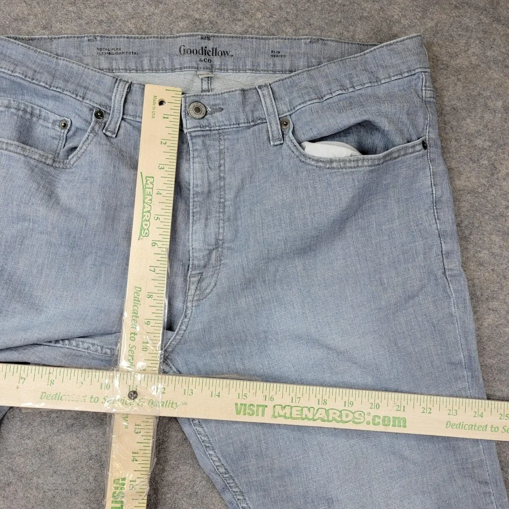 Goodfellow Jeans Mens 40x30 Light Wash Gray Slim Straight Stretch Denim